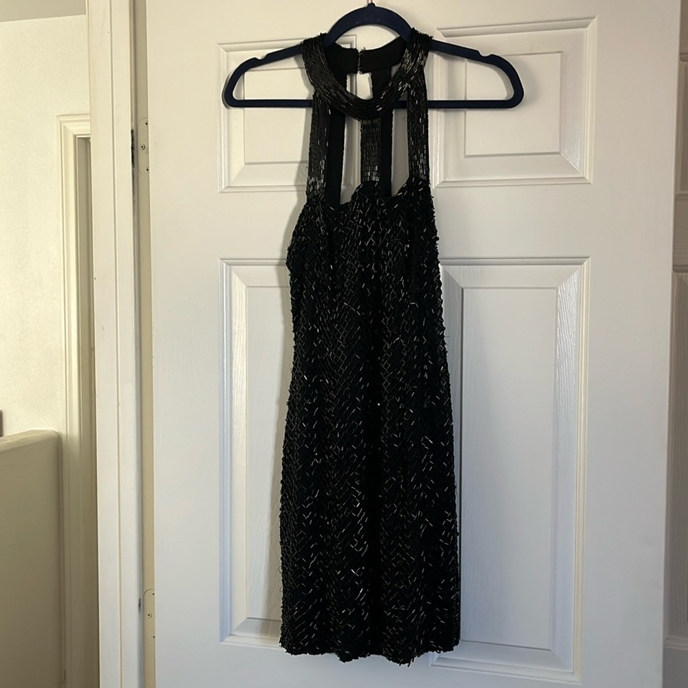BLACK TIE OLEG CASSINI BEADED DRESS SIZE 6